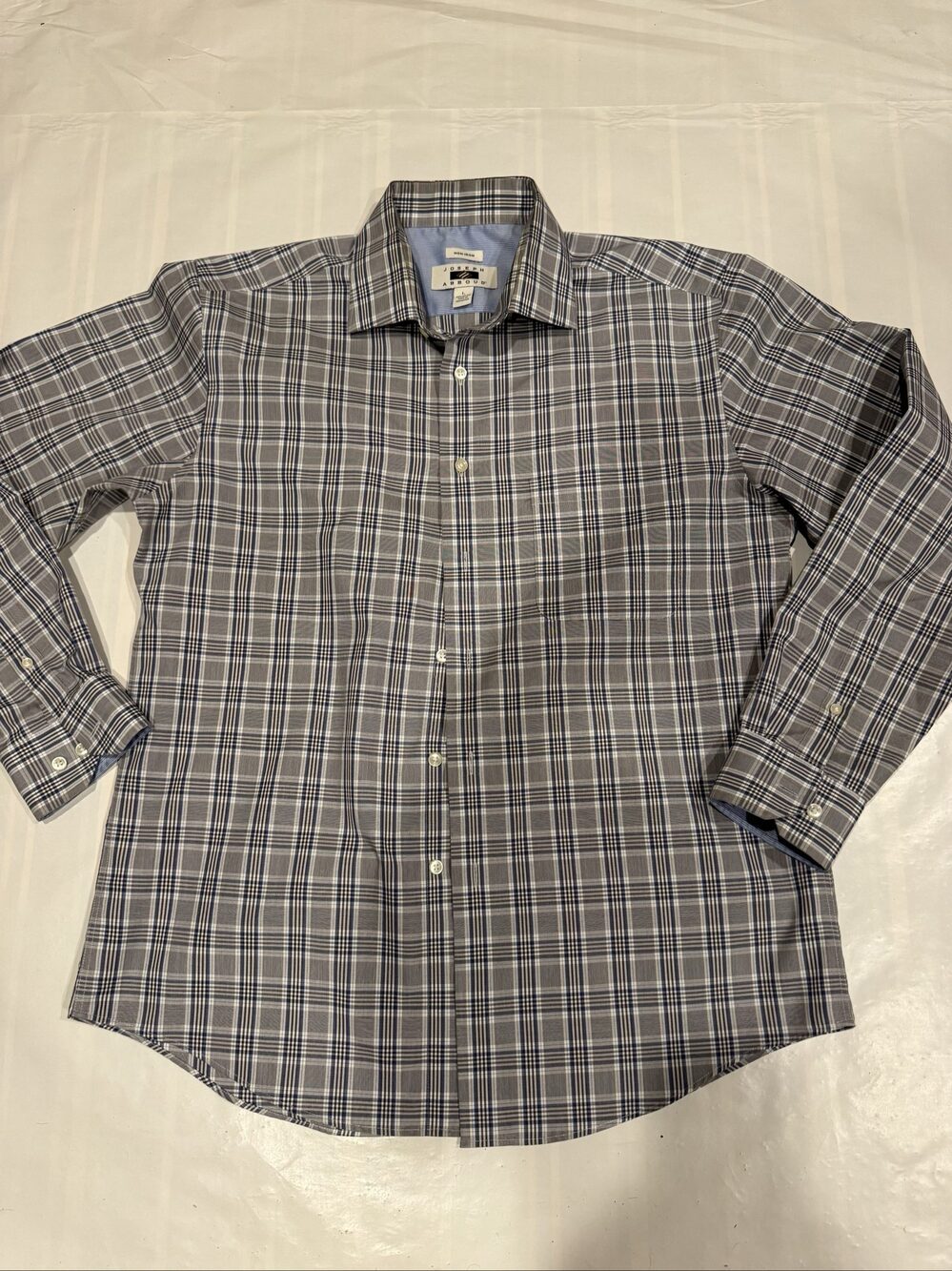 Men’s Joseph Abboud Non-Iron Plaid Button-Down Shirt – Gray Blue – Large Non Iro